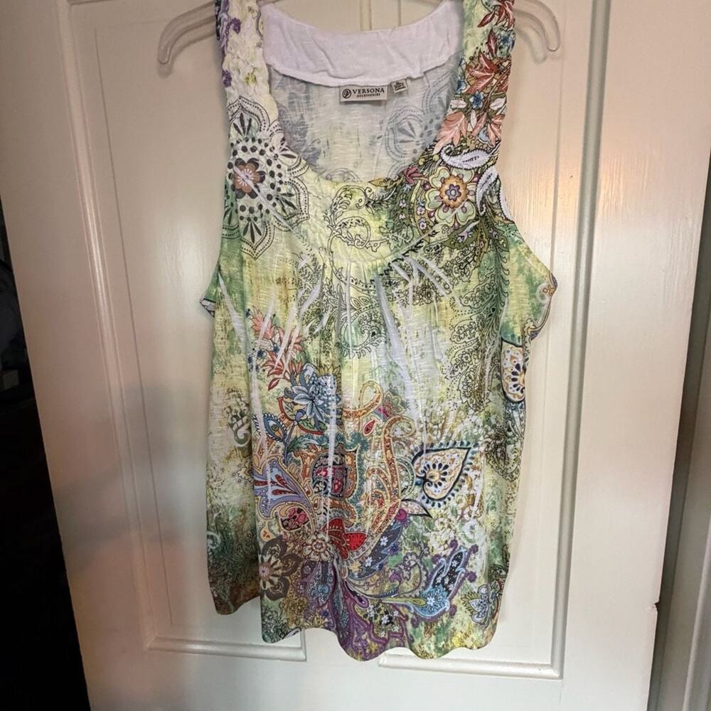 Versona Accessories Paisley Floral Print Sleeveless Tank Top Size XL